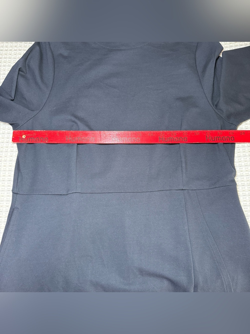 J. Jill Ponte Knit Ruffle Hem Dress Navy Size Large Stretch Career Long Sleeve - Picture 3 of 7